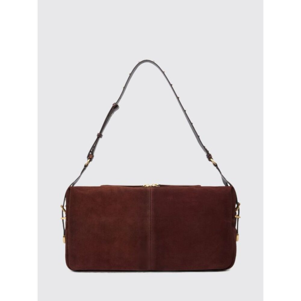 Pinko Women Pinko Keeper Bag Suede Leather Shoulder Bag With Adjustable Handle
